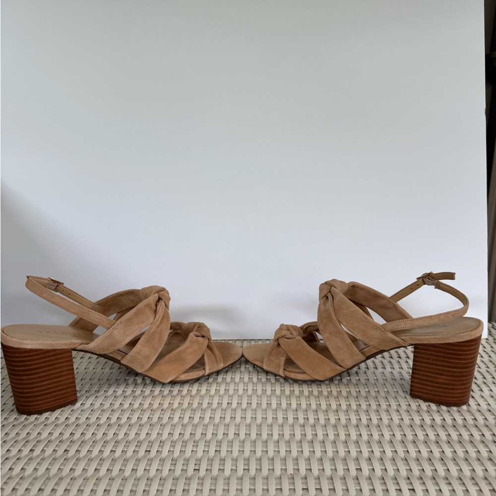 New Talbots Beatrice Knot Sandal 10M Light Toffee Tan Women's Heeled Suede Shoes - Picture 3 of 6